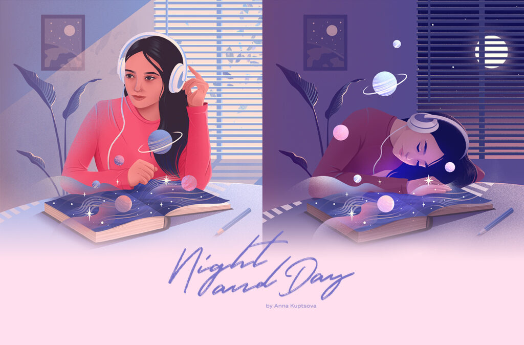 Night Day Animated Illustration Anna Kupstova