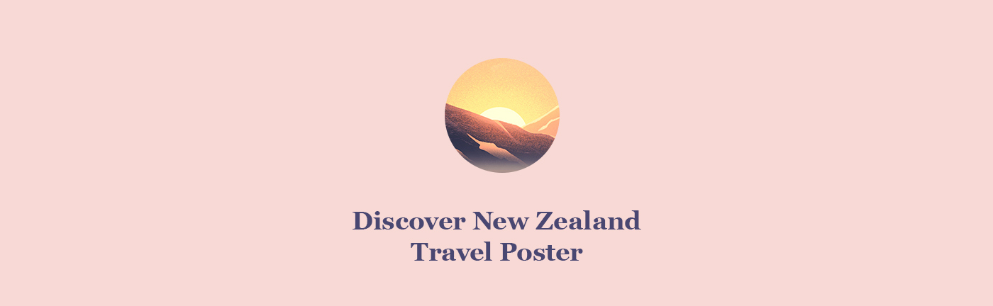 New Zealand travel poster illustration by Anna kuptsova 1